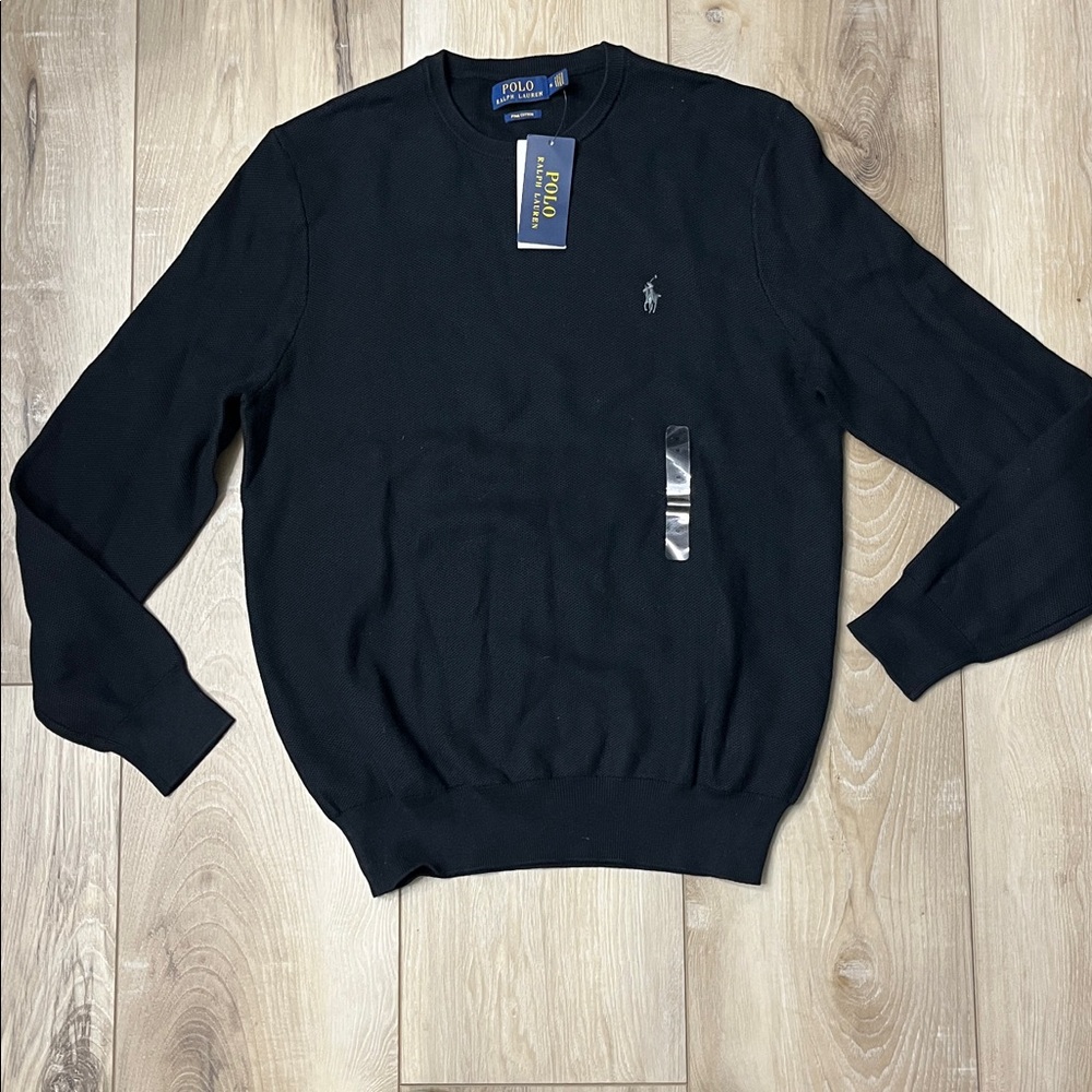 Polo Ralph Lauren Mens Crewneck Pima Cotton Sweater Black Size Medium NEW